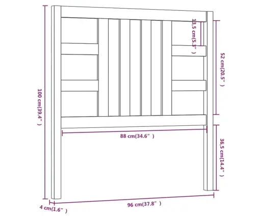 Gultas Galvgalis, Pelēks, 96X4X100 Cm, Priedes Masīvkoks Vidaxl