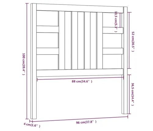 Gultas Galvgalis, Medus Brūns, 96X4X100 Cm, Priedes Masīvkoks Vidaxl