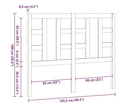 Voodipeats, Must 126X4X100 Cm Männipuit