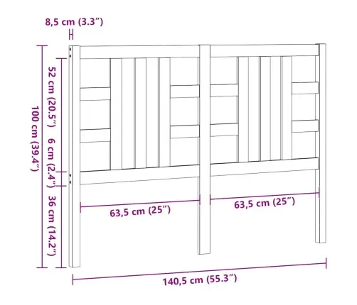 Gultas Galvgalis, 141X4X100 Cm, Priedes Masīvkoks Vidaxl