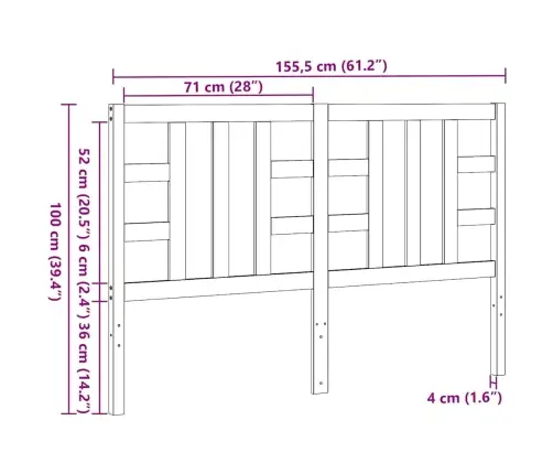 Gultas Galvgalis, Medus Brūns, 146X4X100 Cm, Priedes Masīvkoks Vidaxl