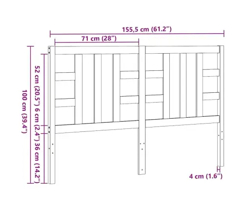 Gultas Galvgalis, Balts, 156X4X100 Cm, Priedes Masīvkoks Vidaxl