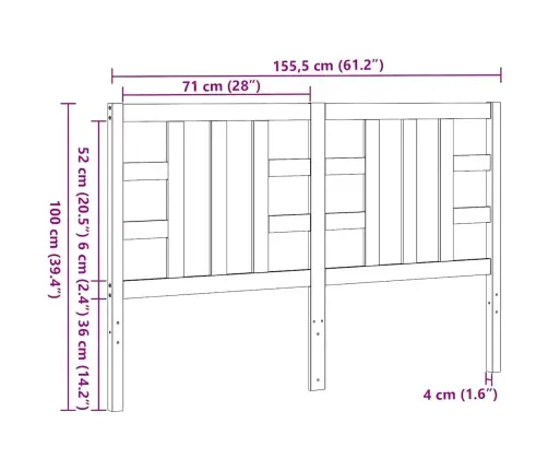Gultas Galvgalis, 166X4X100 Cm, Priedes Masīvkoks Vidaxl