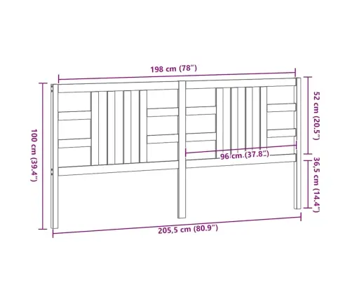 Gultas Galvgalis, Balts, 206X4X100 Cm, Priedes Masīvkoks Vidaxl