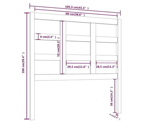 Voodipeats, Meepruun, 105,5 X 4 X 100 cm Männipuit
