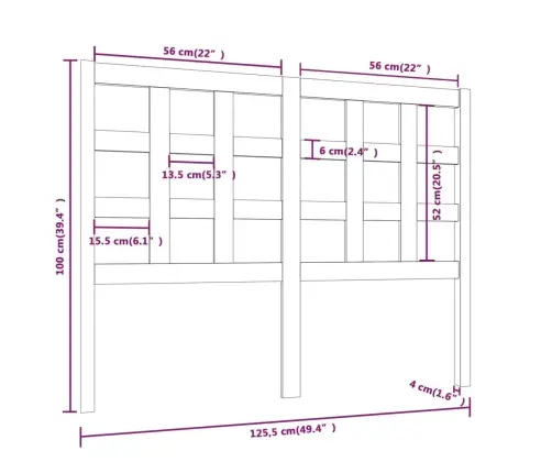 Gultas Galvgalis, Medus Brūns, 125,5X4X100Cm, Priedes Masīvkoks Vidaxl