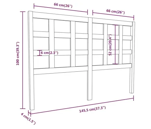 Gultas Galvgalis, Melns, 145,5X4X100 Cm, Priedes Masīvkoks Vidaxl
