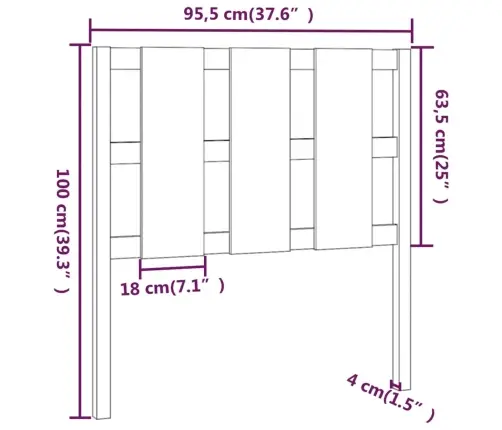 Lovos Galvūgalis, Baltas, 95,5X4X100cm Pušies Medienos Masyvas
