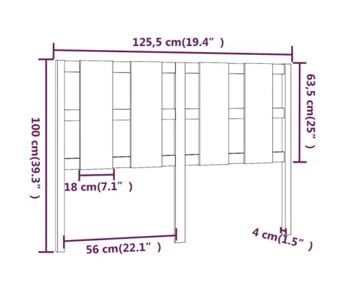 Voodipeats, Valge, 125,5 X 4 X 100 cm Männipuit