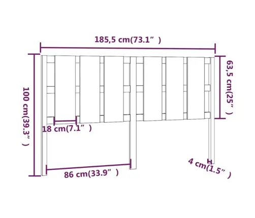 Gultas Galvgalis, Brūns, 185,5X4X100 Cm, Priedes Masīvkoks Vidaxl