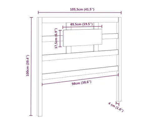 Gultas Galvgalis, Pelēks, 105,5X4X100 Cm, Priedes Masīvkoks Vidaxl Gultas Galvgalis, Pelēks, 105,5X4X100 Cm, Priedes Masīvkoks Vidaxl