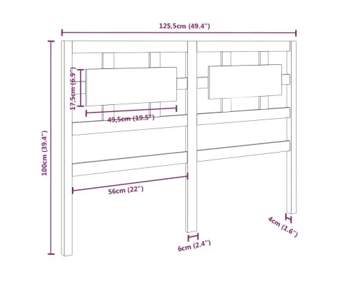 Gultas Galvgalis, Medus Brūns, 125,5X4X100Cm, Priedes Masīvkoks Vidaxl