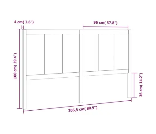 Gultas Galvgalis, Medus Brūns, 205,5X4X100Cm, Priedes Masīvkoks Vidaxl