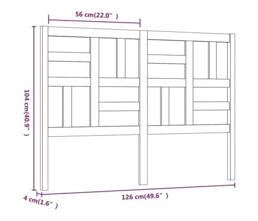 Gultas Galvgalis, Melns, 126X4X104 Cm, Priedes Masīvkoks Vidaxl