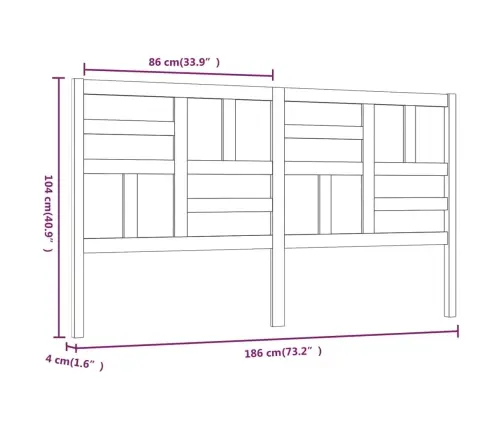 Lovos Galvūgalis, Baltas, 186X4X104cm Pušies Medienos Masyvas