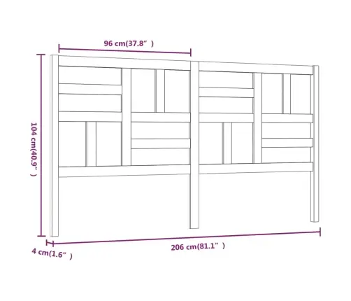 Gultas Galvgalis, Medus Brūns, 206X4X104 Cm, Priedes Masīvkoks Vidaxl