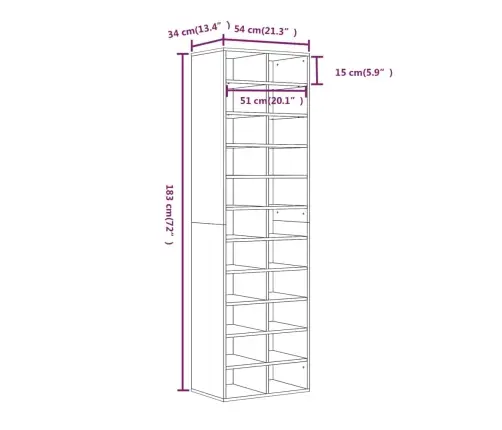 Spintelė Batams, Pilka Ąžuolo, 54X34X183cm Apdirbta Mediena