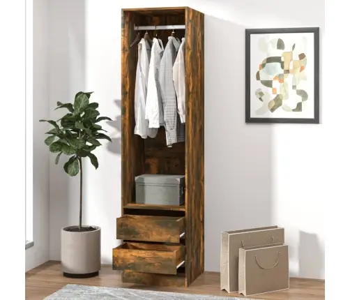 Drabužių Spinta Su Stalčiais, Ąžuolo, 50X50X200cm Mediena