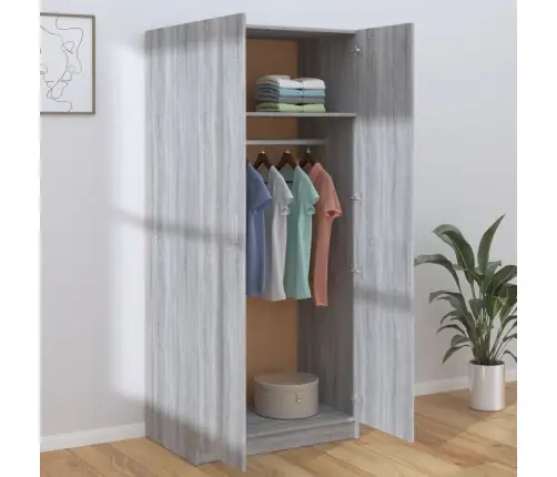 Skapis, Pelēcīga Ozola Krāsa, 80X52X180 Cm, Inženierijas Koks Vidaxl