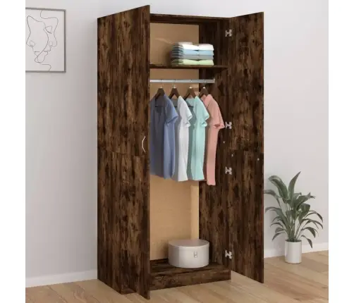 Drabužių Spinta, Dūminio Ąžuolo Spalvos, 90X52X200cm Mediena