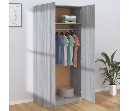 Skapis, Pelēcīga Ozola Krāsa, 90X52X200 Cm, Inženierijas Koks Vidaxl