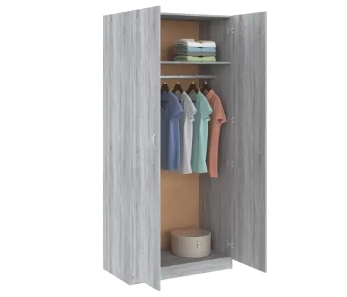 Skapis, Pelēcīga Ozola Krāsa, 90X52X200 Cm, Inženierijas Koks Vidaxl