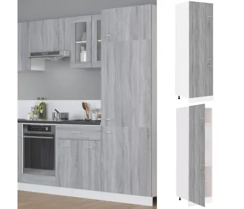 Šaldytuvo Spintelė,  “Lyon",  Pilka Ąžuolo,  60X57X207cm  Mediena