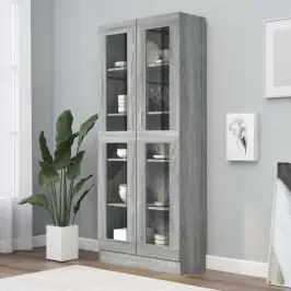 Vitriinkapp, Hall Sonoma Tamm, 82,5X30,5X185 cm Tehispuit