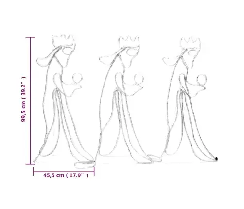 Trīs Ķēniņu Ziemassvētku Figūra, 504 Led, 99,5X45,5 Cm Vidaxl
