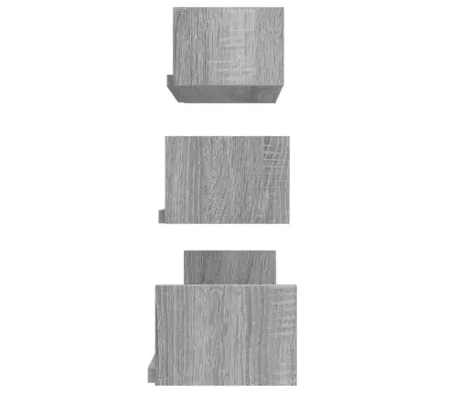 Sienas Plaukti, 3 Gab., Pelēka Ozola Krāsa, Inženierijas Koks Vidaxl