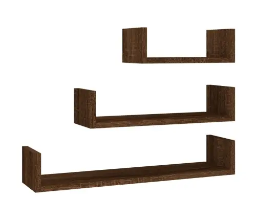 Sienas Plaukti, 3 Gab., Brūna Ozola, Inženierijas Koks Vidaxl