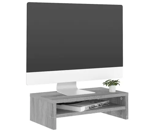 Monitora Paliktnis, Pelēka Ozola, 42X24X13Cm, Inženierijas Koks Vidaxl