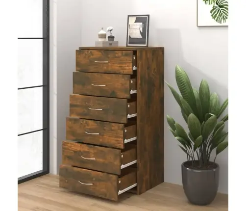 Šoninė Spintelė Su 6 Stalčiais, Ąžuolo, 50X34X96cm Mediena Šoninė Spintelė Su 6 Stalčiais, Ąžuolo, 50X34X96cm Mediena