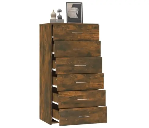 Šoninė Spintelė Su 6 Stalčiais, Ąžuolo, 50X34X96cm Mediena Šoninė Spintelė Su 6 Stalčiais, Ąžuolo, 50X34X96cm Mediena