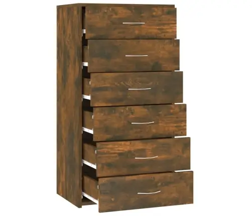 Šoninė Spintelė Su 6 Stalčiais, Ąžuolo, 50X34X96cm Mediena Šoninė Spintelė Su 6 Stalčiais, Ąžuolo, 50X34X96cm Mediena