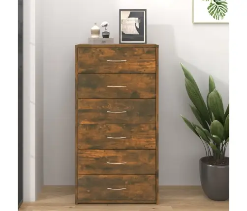 Šoninė Spintelė Su 6 Stalčiais, Ąžuolo, 50X34X96cm Mediena Šoninė Spintelė Su 6 Stalčiais, Ąžuolo, 50X34X96cm Mediena