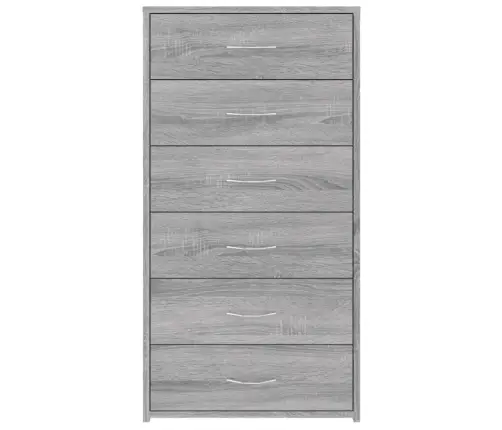 Šoninė Spintelė Su 6 Stalčiais, Pilka, 50X34X96cm Mediena