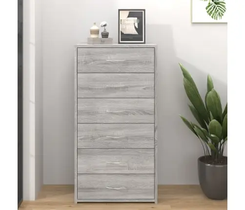 Šoninė Spintelė Su 6 Stalčiais, Pilka, 50X34X96cm Mediena