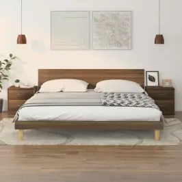 Naktinės Spintelės, 2Vnt., Rudos Ąžuolo, 40X30X40cm Mediena Naktinės Spintelės, 2Vnt., Rudos Ąžuolo, 40X30X40cm Mediena