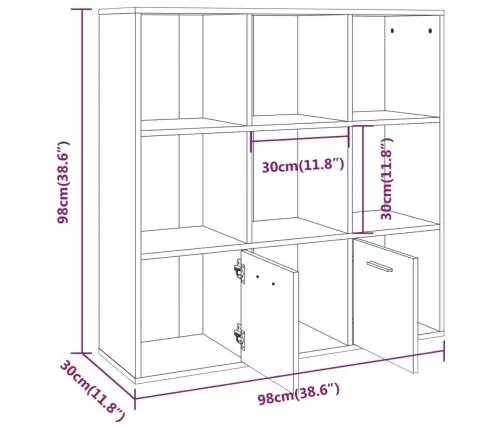 Grāmatu Plaukts, Pelēka Ozolkoka Krāsa, 98X30X98 Cm Vidaxl