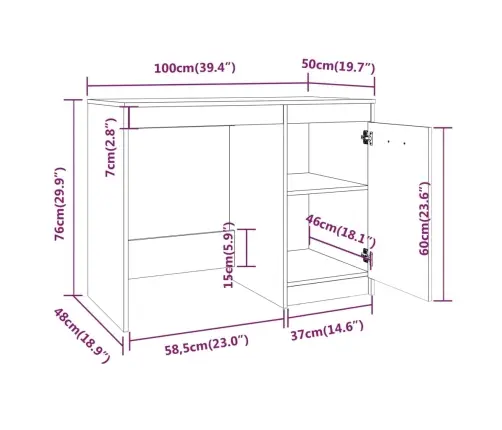 Rakstāmgalds, Ozolkoka Krāsa, 100X50X76 Cm, Inženierijas Koks Vidaxl