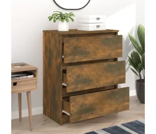 Kumode, Dūmakains Ozols, 60X35X76 Cm, Inženierijas Koks Vidaxl