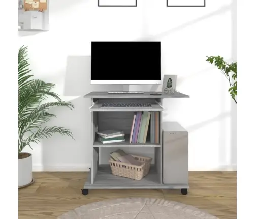 Kompiuterio Stalas, Pilkos Ąžuolo Spalvos, 80X50X75cm Mediena