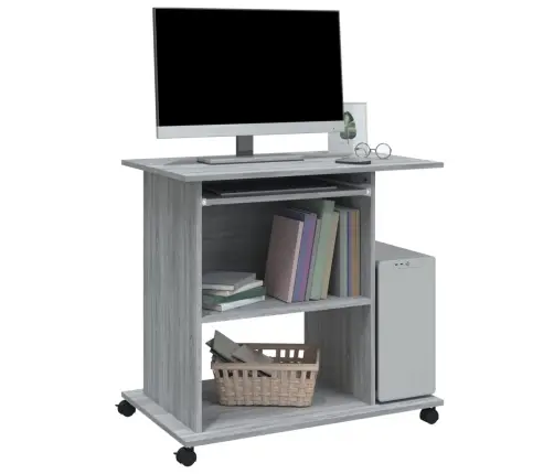 Kompiuterio Stalas, Pilkos Ąžuolo Spalvos, 80X50X75cm Mediena