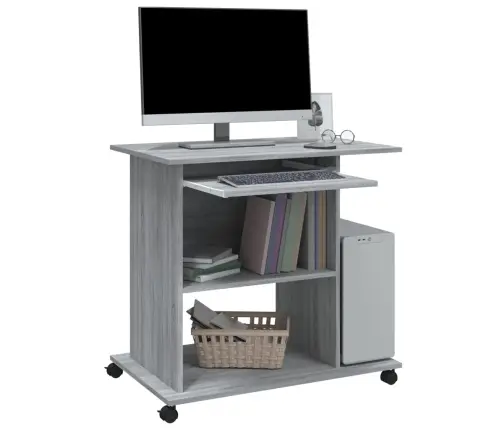 Kompiuterio Stalas, Pilkos Ąžuolo Spalvos, 80X50X75cm Mediena