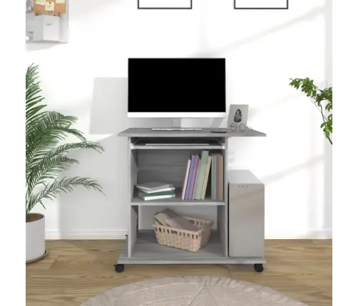 Kompiuterio Stalas, Pilkos Ąžuolo Spalvos, 80X50X75cm Mediena