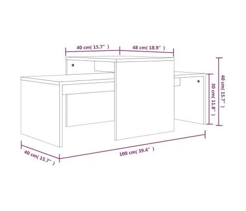 Kafijas Galdiņu Komplekts, Ozolkoka Krāsa, 100X48X40 Cm Vidaxl Kafijas Galdiņu Komplekts, Ozolkoka Krāsa, 100X48X40 Cm Vidaxl