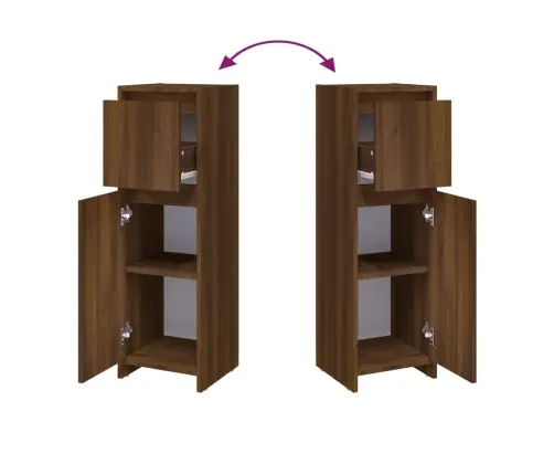 Vannitoakapp, Pruun Tamm, 30 X 30 X 95 cm Tehispuit Vannitoakapp, Pruun Tamm, 30 X 30 X 95 cm Tehispuit