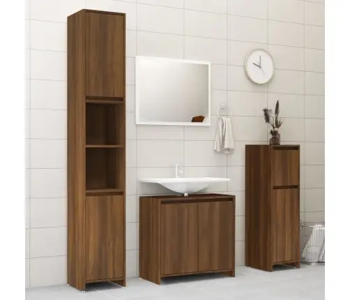 Vannitoakapp, Pruun Tamm, 30 X 30 X 95 cm Tehispuit Vannitoakapp, Pruun Tamm, 30 X 30 X 95 cm Tehispuit