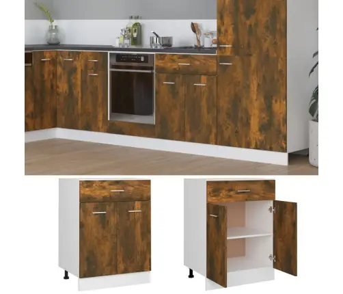 Sahtlitega Alumine Kapp "Lyon", Suitsutatud Tamm, 60 X 46 X 81,5 cm Töödeldud Puit